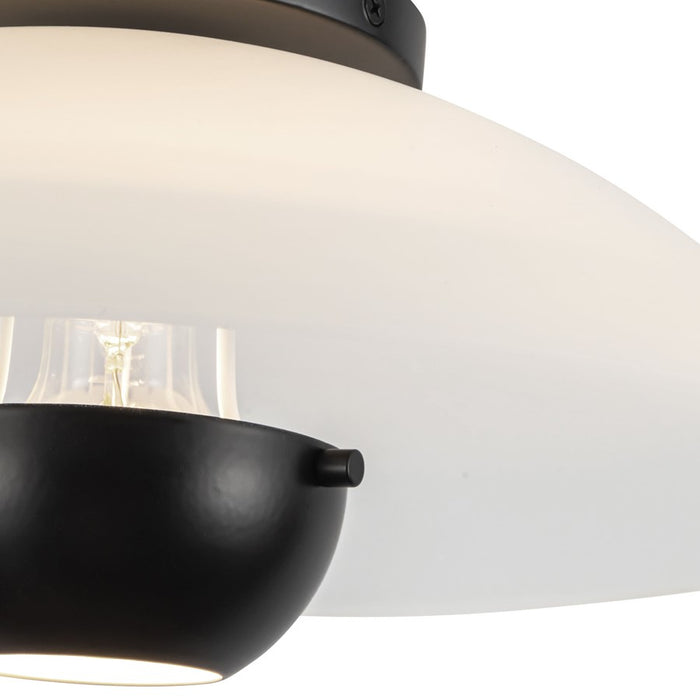 Kuzco Umbra 14" Black Semi-Flush Mount, Opal Glass/Blk