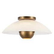 Kuzco Umbra 14" Brass Semi-Flush Mt, Opal Glass/Vintage Brass - SF11914-OP-VB