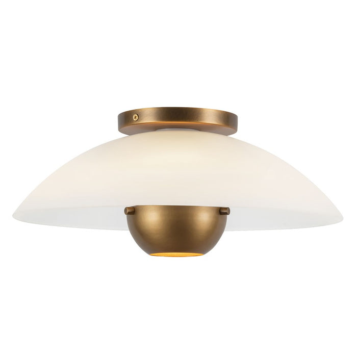Kuzco Umbra 14" Brass Semi-Flush Mt, Opal Glass/Vintage Brass - SF11914-OP-VB