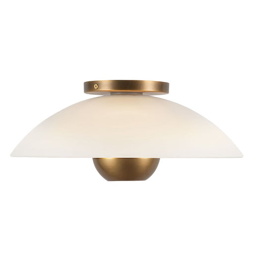Kuzco Umbra 14" Brass Semi-Flush Mount, Opal Glass/Vintage Brass