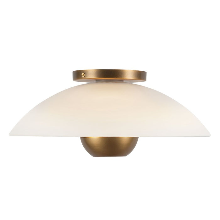 Kuzco Umbra 14" Brass Semi-Flush Mount, Opal Glass/Vintage Brass