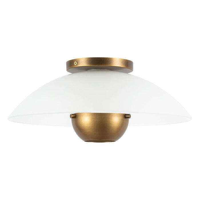 Kuzco Umbra 14" Brass Semi-Flush Mount, Opal Glass/Vintage Brass