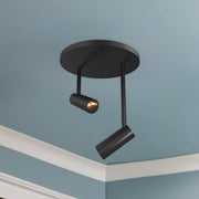 Kuzco Downey 4in LED Semi Flush Mount | Modern Black and Clear Acrylic TIR Lens | Hallway & Bedroom | 525lm 3000K 90CRI Dimmable | Model SF15002-BK