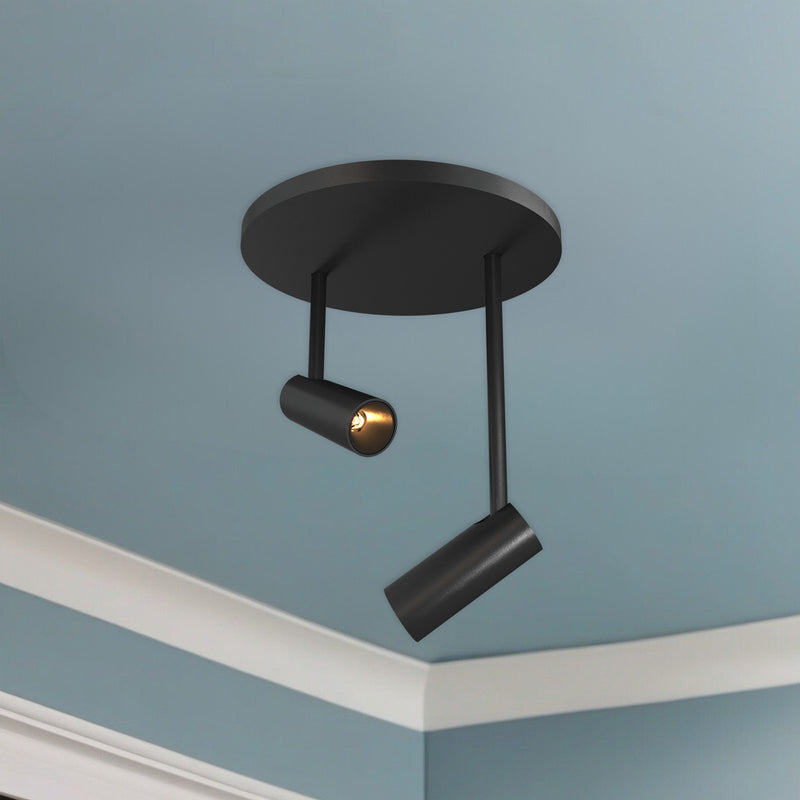 Kuzco Downey 4in LED Semi Flush Mount | Modern Black and Clear Acrylic TIR Lens | Hallway & Bedroom | 525lm 3000K 90CRI Dimmable | Model SF15002-BK