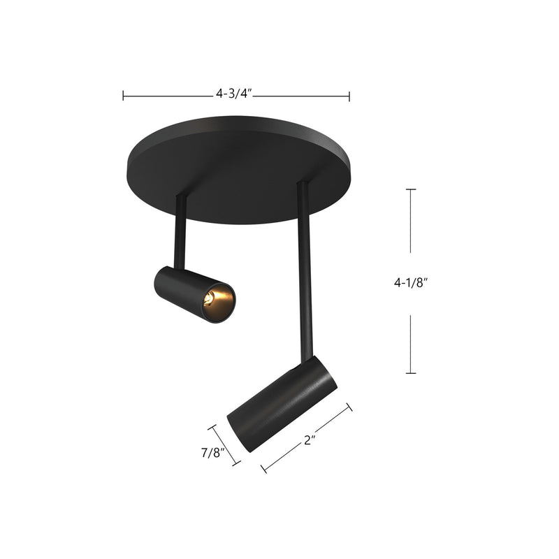 Kuzco Downey 4in LED Semi Flush Mount | Modern Black and Clear Acrylic TIR Lens | Hallway & Bedroom | 525lm 3000K 90CRI Dimmable | Model SF15002-BK