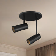 Kuzco Downey 6in 1-Light LED Semi-Flush Mount | Modern Black and Clear Acrylic | Hallway & Bedroom Ceiling Light | 6 x 4 x 4 in | Model SF15102-BK