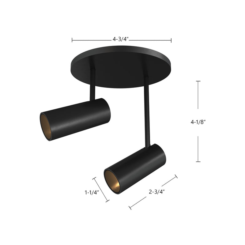 Kuzco Downey 6in 1-Light LED Semi-Flush Mount | Modern Black and Clear Acrylic | Hallway & Bedroom Ceiling Light | 6 x 4 x 4 in | Model SF15102-BK