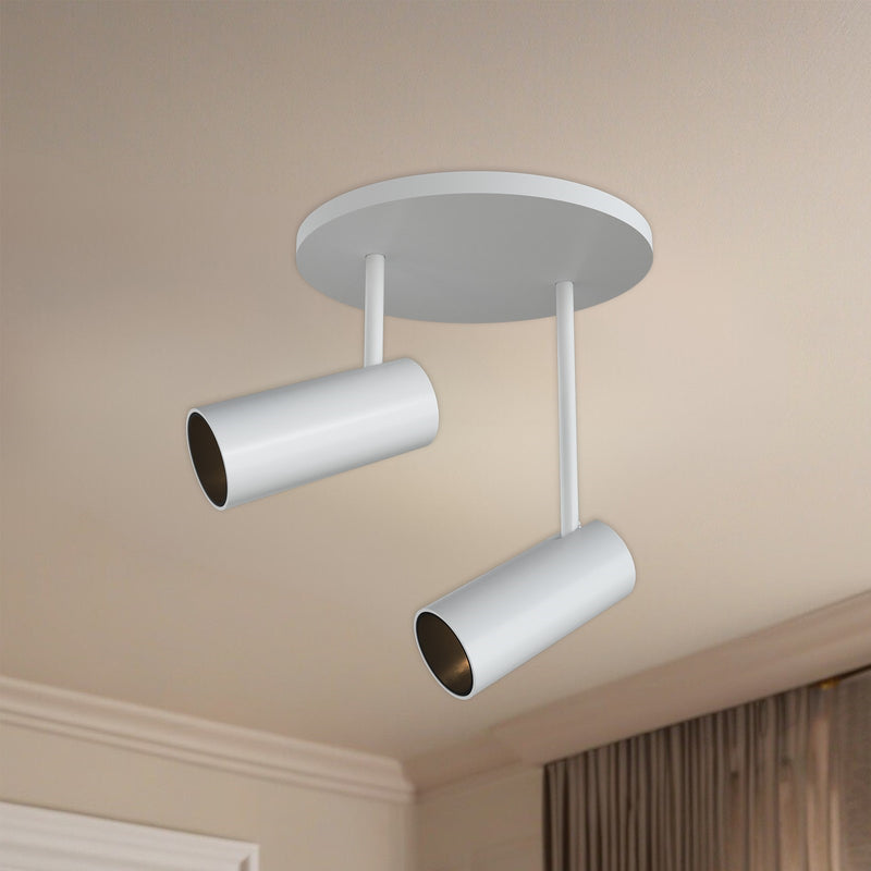 Kuzco Downey 6in LED Semi-Flush Mount | Modern White and Clear Acrylic Lens | Bedroom & Hallway Ceiling Light | 1050lm, 3000K | Model SF15102-WH