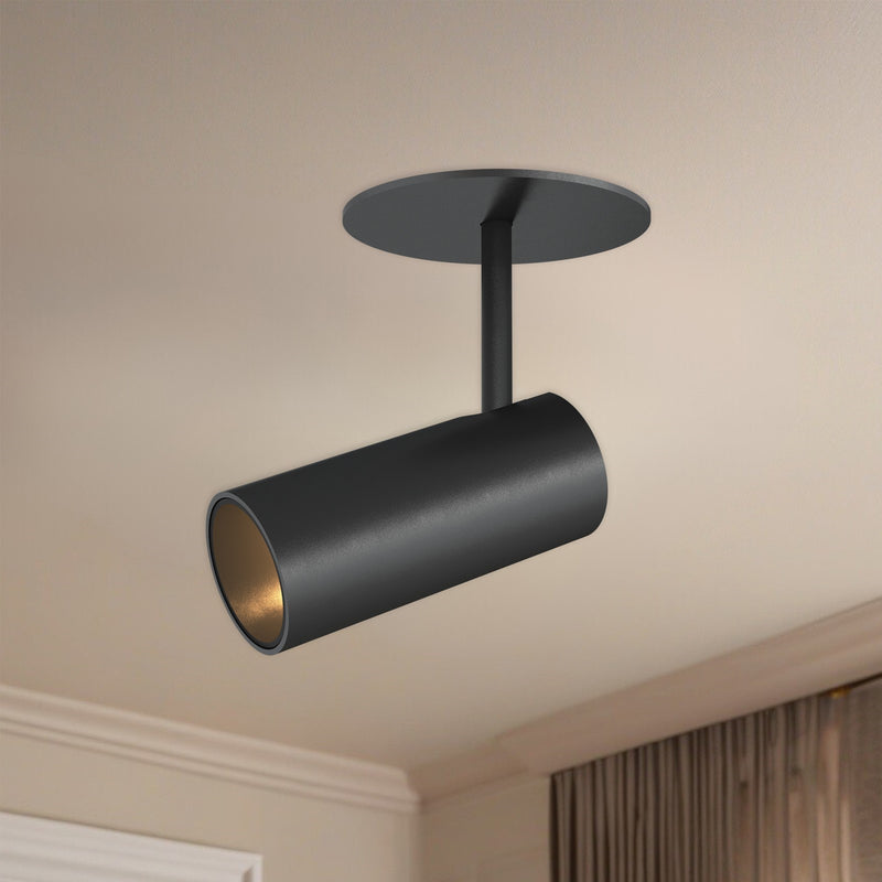 Kuzco Downey 6in 1-Light Semi-Flush Mount | Modern Black and Clear Acrylic TIR Lens | Hallway & Bedroom Accent | 4.25in H | Model SF15701-BK