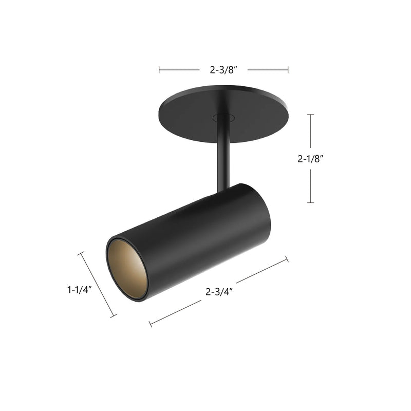 Kuzco Downey 6in 1-Light Semi-Flush Mount | Modern Black and Clear Acrylic TIR Lens | Hallway & Bedroom Accent | 4.25in H | Model SF15701-BK