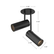 Kuzco Downey 4in 1-Light LED Semi Flush | Modern Black and Clear Acrylic TIR Lens | Hallway & Bedroom Ceiling Light | 6.25in H | Model SF15702-BK