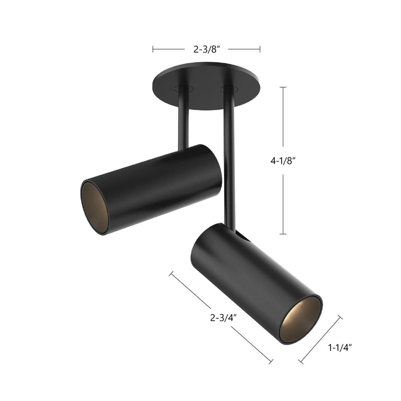 Kuzco Downey 4in 1-Light LED Semi Flush | Modern Black and Clear Acrylic TIR Lens | Hallway & Bedroom Ceiling Light | 6.25in H | Model SF15702-BK