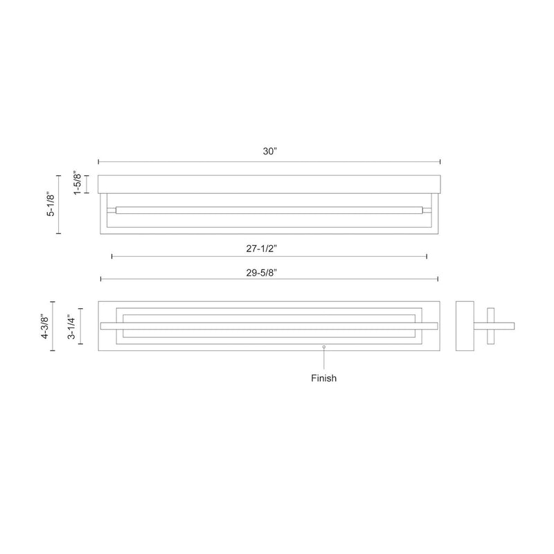 Kuzco Mondrian 29in LED Semi-Flush Mount | Modern Brushed Nickel and Frost Acrylic | Living Room & Bedroom | 29.62 x 3.25 x 5.12 in | Model SF16230-BN