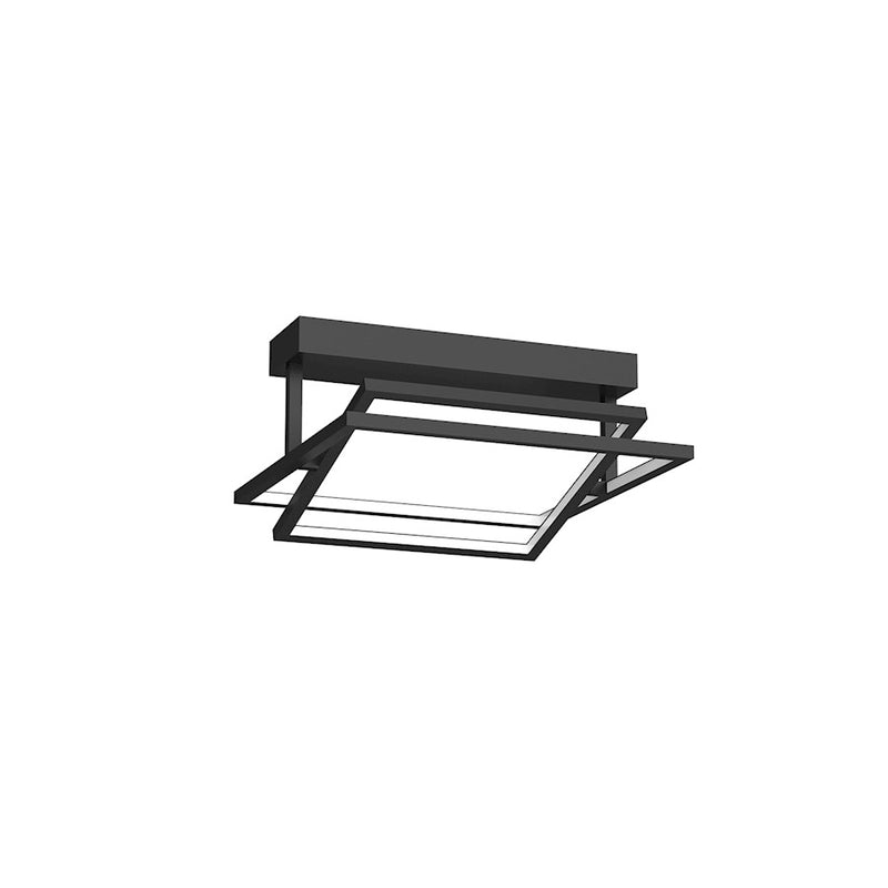 Kuzco Mondrian 16in LED Semi Flush Mount | Modern Black and Frosted Acrylic | Living Room & Bedroom Ceiling Light | 3995lm 3000K | Model SF16316-BK