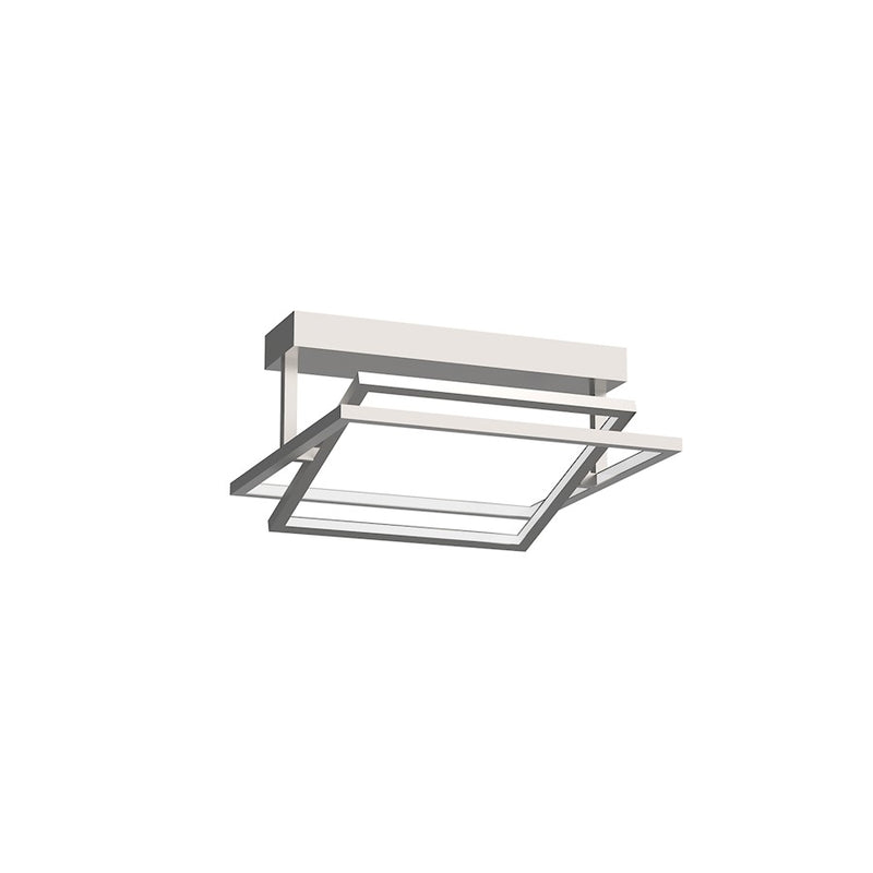 Kuzco Mondrian 16in LED Semi-Flush Mount | Modern Brushed Nickel and Frosted Acrylic | Bedroom & Hallway Ceiling Light | Model SF16316-BN