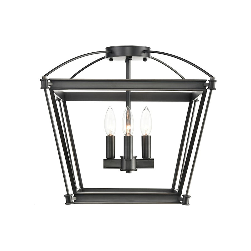 Kuzco Manor 16in 4-Light Semi-Flush Mount | Traditional Urban Bronze and Brass | Entryway & Hallway Ceiling Light | Model SF312204UB
