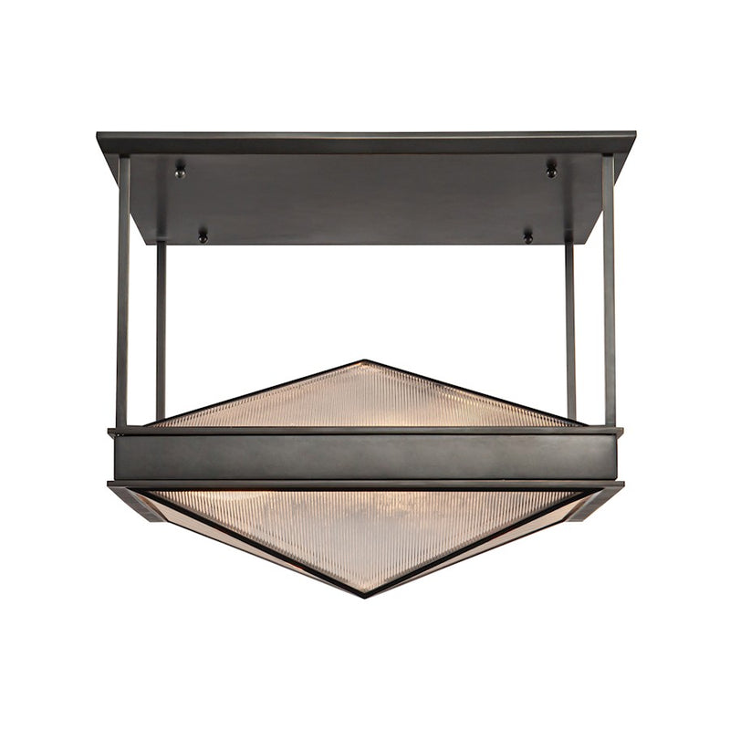 Kuzco Cairo 19in 4-Light Semi-Flush Mount | Modern Clear Ribbed Glass and Urban Bronze Steel | Entryway & Hallway | Model SF332919UBCR