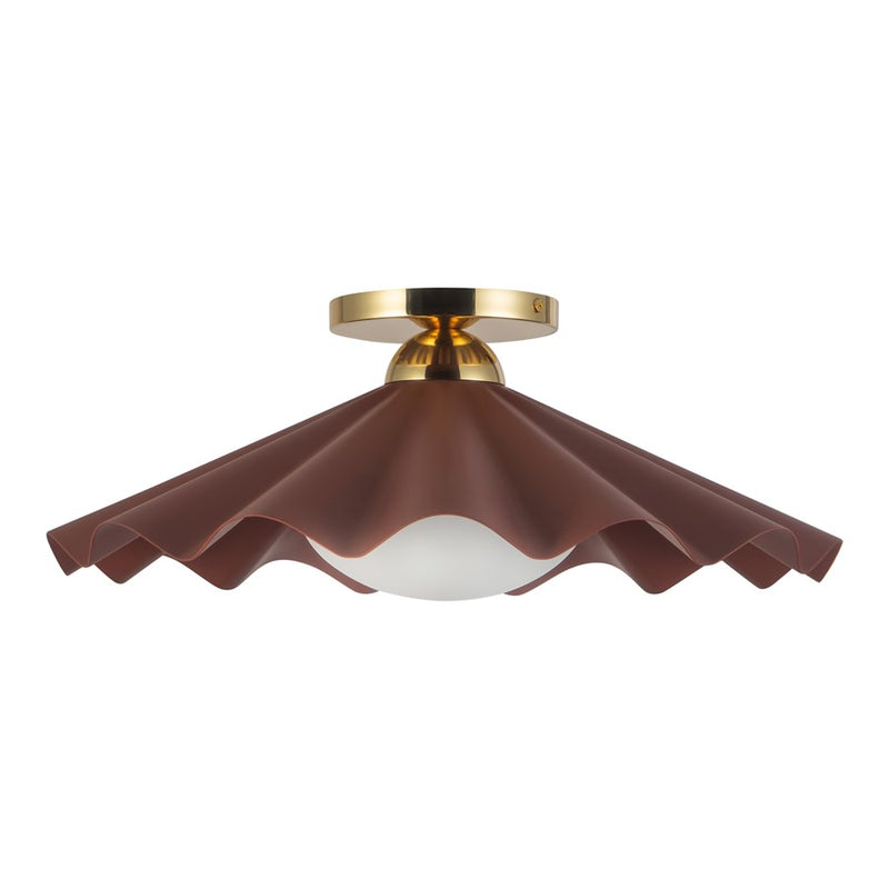 Kuzco Furrow 16" Red Semi-Flush Mount, Burgundy
