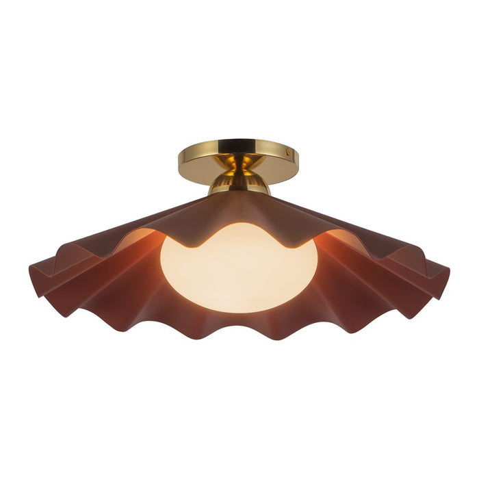 Kuzco Furrow 16" Red Semi-Flush Mount, Burgundy