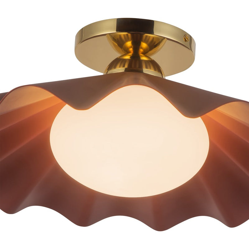 Kuzco Furrow 16" Red Semi-Flush Mount, Burgundy