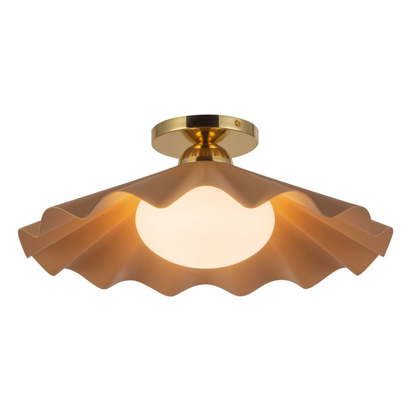 Kuzco Furrow 16" Red Semi-Flush Mount, Peach