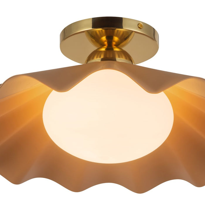 Kuzco Furrow 16" Red Semi-Flush Mount, Peach