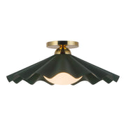 Kuzco Furrow 16" Green Semi-Flush Mount, Pine Green - SF354016PGN