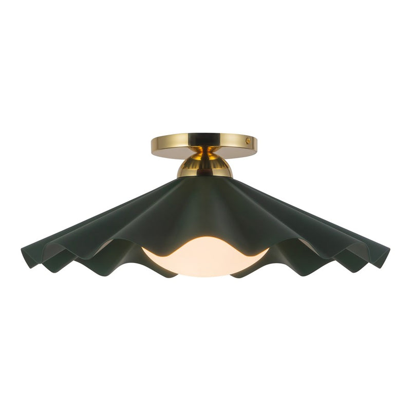 Kuzco Furrow 16" Green Semi-Flush Mount, Pine Green - SF354016PGN