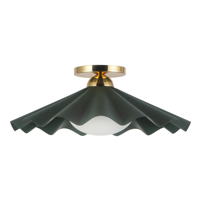 Kuzco Furrow 16" Green Semi-Flush Mount, Pine Green