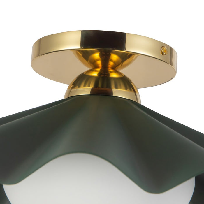 Kuzco Furrow 16" Green Semi-Flush Mount, Pine Green