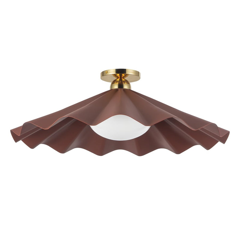 Kuzco Furrow 25" Red Semi-Flush Mount, Burgundy