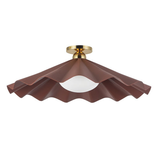 Kuzco Furrow 25" Red Semi-Flush Mount, Burgundy