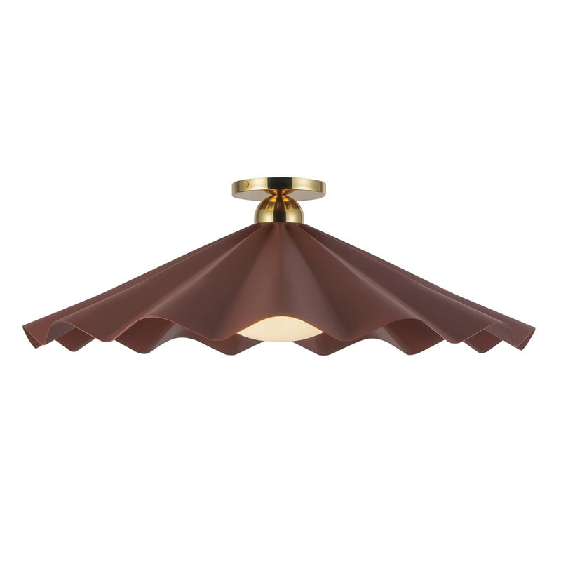 Kuzco Furrow 25" Red Semi-Flush Mount, Burgundy