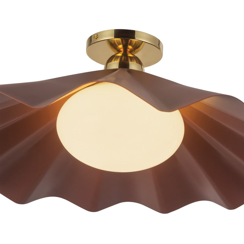 Kuzco Furrow 25" Red Semi-Flush Mount, Burgundy