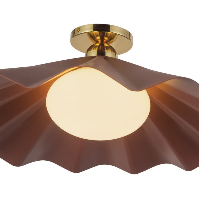 Kuzco Furrow 25" Red Semi-Flush Mount, Burgundy