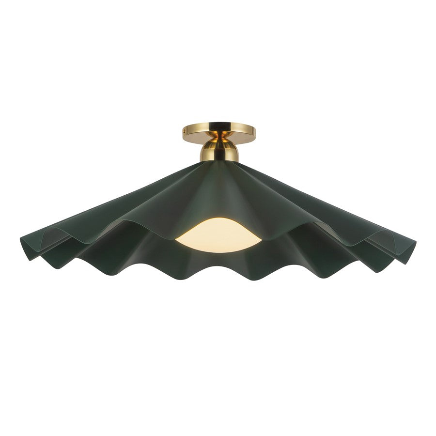 Kuzco Furrow 25" Green Semi-Flush Mount, Pine Green - SF354125PGN