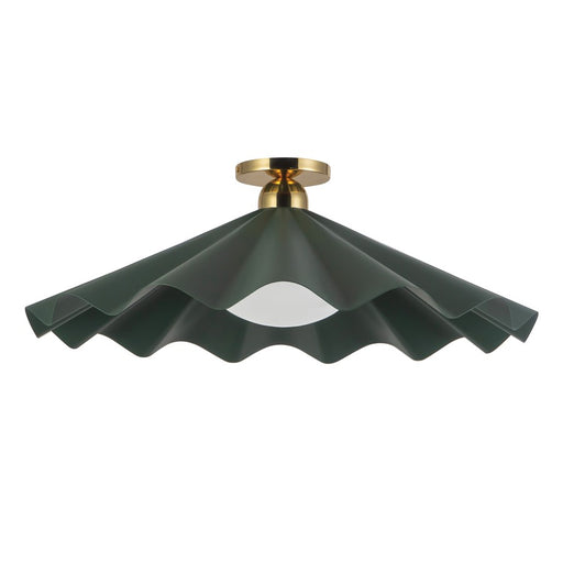 Kuzco Furrow 25" Green Semi-Flush Mount, Pine Green