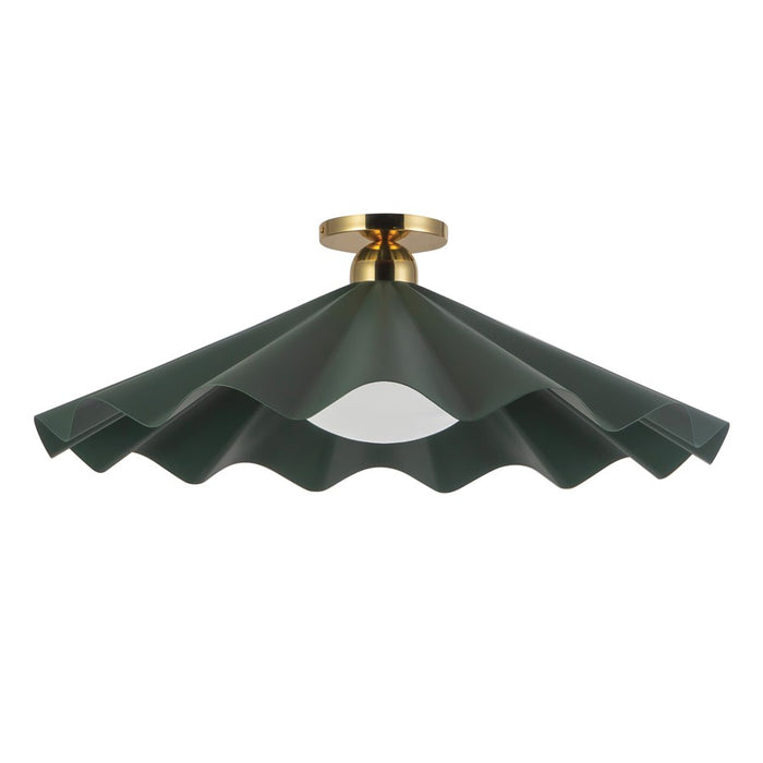 Kuzco Furrow 25" Green Semi-Flush Mount, Pine Green