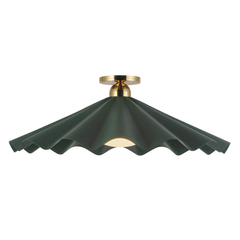 Kuzco Furrow 25" Green Semi-Flush Mount, Pine Green