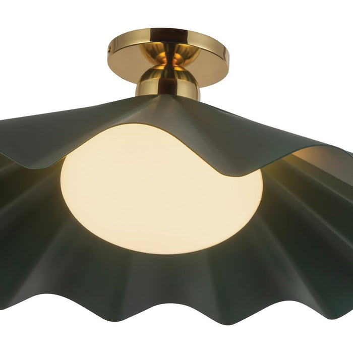 Kuzco Furrow 25" Green Semi-Flush Mount, Pine Green