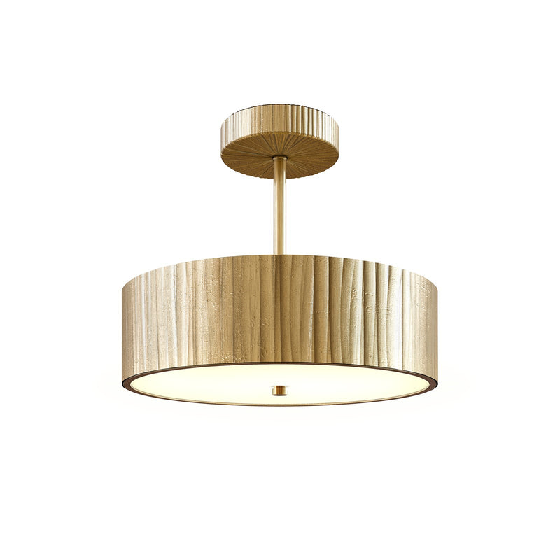 Kuzco Kensington 12in 1-Light LED Semi-Flush Mount | Textural Vintage Brass Steel and Frosted Glass | Entryway & Bedroom | Model SF361212VB
