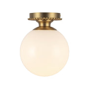 Kuzco Otis 8" Socket Semi-Flush Mount, Gold/Glossy Opal Glass - SF430108BGGO