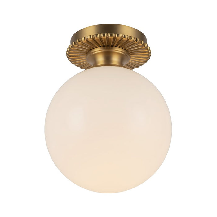 Kuzco Otis 8" Socket Semi-Flush Mount, Gold/Glossy Opal Glass