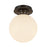 Kuzco Otis 8" Socket Semi-Flush Mount, Black/Glossy Opal Glass