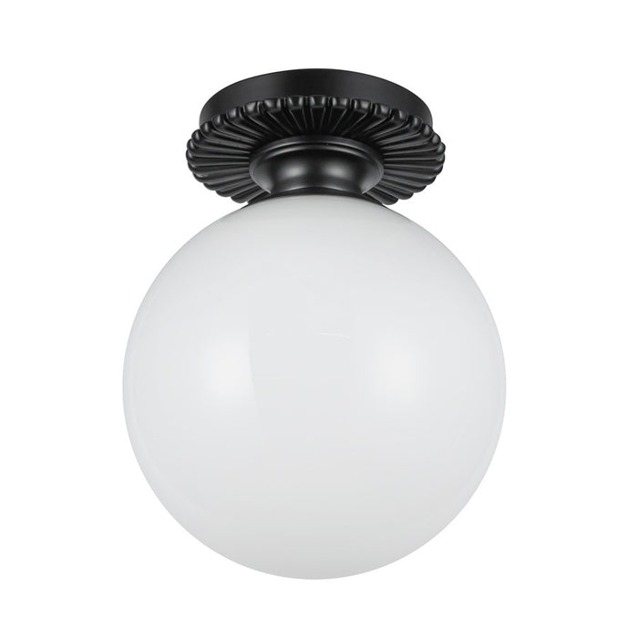 Kuzco Otis 8" Socket Semi-Flush Mount, Black/Glossy Opal Glass