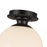 Kuzco Otis 8" Socket Semi-Flush Mount, Black/Glossy Opal Glass