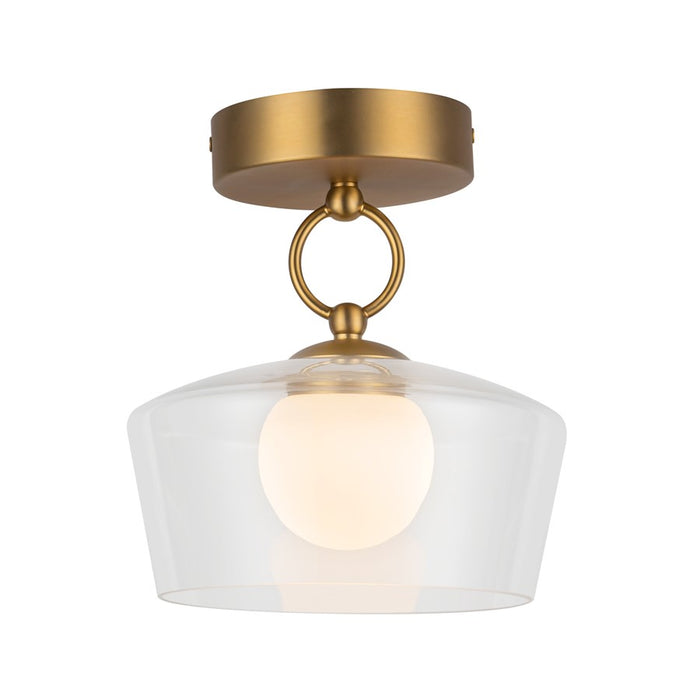 Kuzco Leota 8" LED Semi-Flush Mount, Gold/Clear Glass