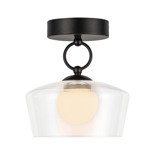Kuzco Leota 8" LED Semi-Flush Mount, Black/Clear Glass - SF443308MBCL-UNV