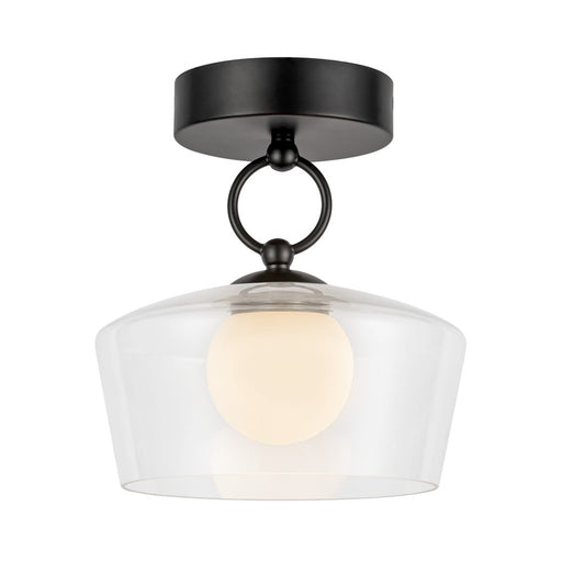 Kuzco Leota 8" LED Semi-Flush Mount, Black/Clear Glass