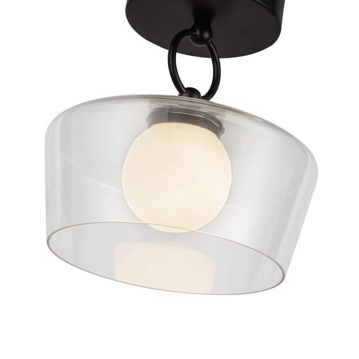 Kuzco Leota 8" LED Semi-Flush Mount, Black/Clear Glass
